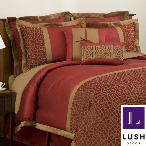 Lush Decor Red/ Gold Geometrica Gala 8-piece Comforter Set