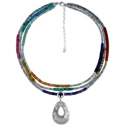Southwest Moon Sterling Silver Multi-gemstone Necklace