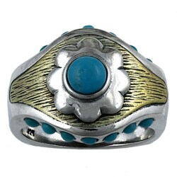 Silvermoon Sterling Silver and Bronze Turquoise Flower Ring