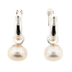 Meredith Leigh 14k Gold and Silver Freshwater Pearl Earrings (7-7.5 mm)