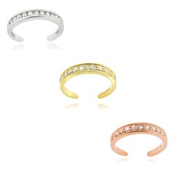 Icz Stonez Sterling Silver Channel Set CZ Toe Ring
