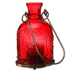 Glass and Brass Red Hanging Lantern (India)