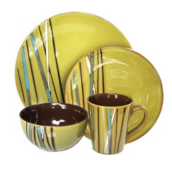 American Atelier Stix Green 16-piece Dinnerware Set