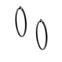 Black Ion-plated Stainless Steel 60-mm Hoop Earrings