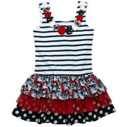 Beetlejuice London Girl's Striped Cotton Drop Waist Dress