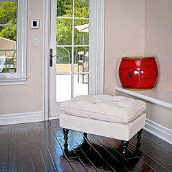 Creme Tufted Fabric Ottoman