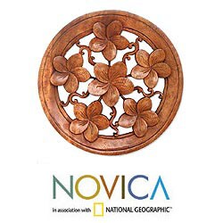 Suar Wood 'Frangipani' Wall Panel (Indonesia)