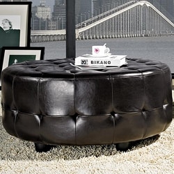Abbyson Living Bentley Bonded Leather Round Cocktail Ottoman