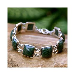 Sterling Silver 'Love's Riches' Jade Link Bracelet (Guatemala)