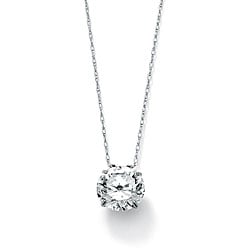 Ultimate CZ 10k White Gold Cubic Zirconia Solitaire Necklace