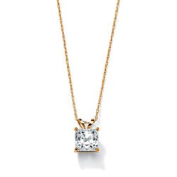 Ultimate CZ 10k Yellow Gold Cubic Zirconia Solitaire Necklace