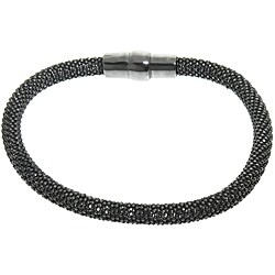Eternally Haute Black Rhodium over Sterling Silver Mesh Bracelet