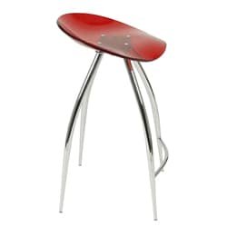 Red Acrylic Chrome-leg Swivel Stool