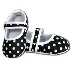 Black and White Polka Dot Infant Girls' Crib Shoes