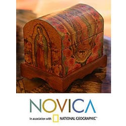 Pinewood 'Beloved Virgin of Guadalupe' Decoupage Chest (Mexico)