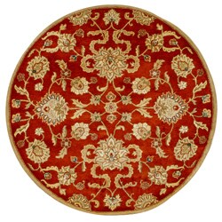 Alliyah Handmade Rusty Orange New Zealand Blend Wool Rug (6' Round)