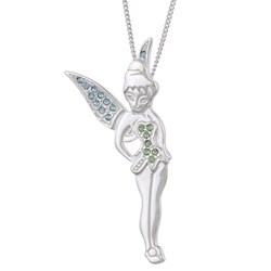 Disney's Tinkerbell Sterling Silver Crystal Necklace