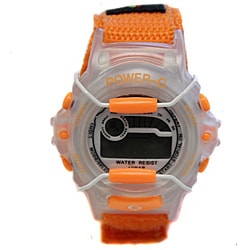 Power G Perfect Time Orange Alarm Chronograph Hook and Loop Strap Watch