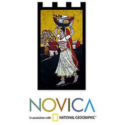 Cotton 'Farm Girl At Noon' Batik Wall Hanging (India)