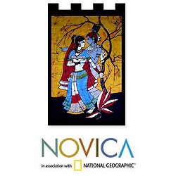 Buy  Handcrafted Cotton 'Lover's Dance' Batik Wall Hanging (India)