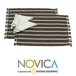 Set of 2 Cotton 'Coffee Harvest' Placemats and Napkins (El Salvador)