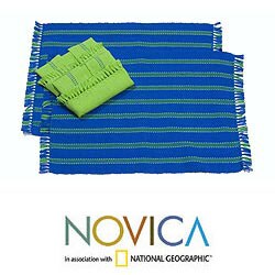 Set of 2 Cotton 'Salvador Sky' Placemats and Napkins (El Salvador)