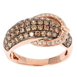 Dyach 14k Rose Gold 1 1/6ct TDW Brown and White Diamond Buckle Ring (G-H, I1-I2)