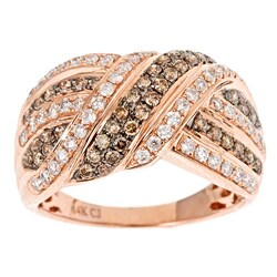 Dyach 14k Rose Gold 1 1/10ct TDW Brown and White Diamond Ring (G-H, I1-I2)