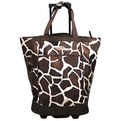 Olympia 20-inch Giraffe-print Top-loading Rolling Shopper Tote