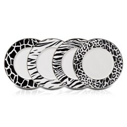 Mikasa Color Studio Black and White Animal Print Accent Plates (Set of 4)