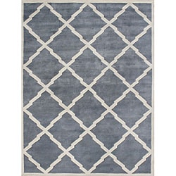 Alliyah Handmade Bluish-Grey New Zealand Blend Wool Rug (10' x 12')