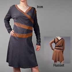 AtoZ Women's Cotton Russet Banded Wrap Dress