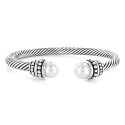 Silverplated Created Pearl Cuff Bracelet