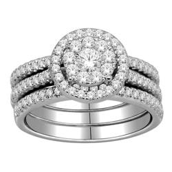 10k Gold 1ct TDW Diamond Halo Imperial Bridal Ring Set (H-I, I2-I3)