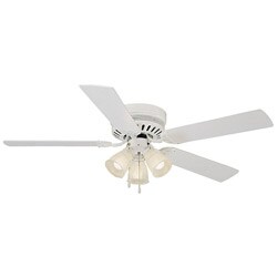 Epiphany Lighting Frosted Glass 3-light White Hugger Ceiling Fan