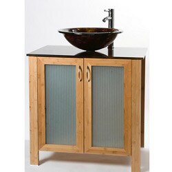 Waterhouse Bamboo and Tortoise Shell Glass Single Sink Vanity