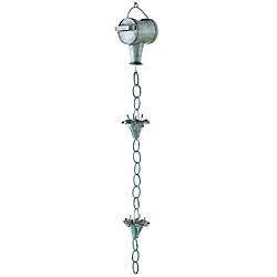 Good Directions Blue Verde Watering Can w/ Flowers Rain Chains (Set of 2)