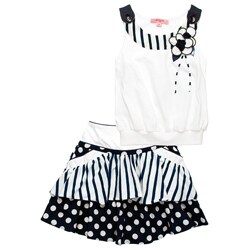 Beetlejuice London Girls Gorgeous Polka Dot Stripe Skirt Set