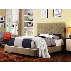 Sophie Taupe Velvet Tufted Full-size Bed