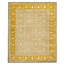 Handmade Majestic Beige/ Light Gold N. Z. Wool Rug (6' x 9')