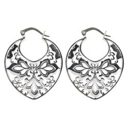 Sunstone Sterling Silver Bali Filigree Hoop Earrings