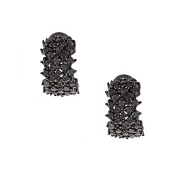 Collette Z Black-plated Silver Black Cubic Zirconia Semi-hoop Earrings