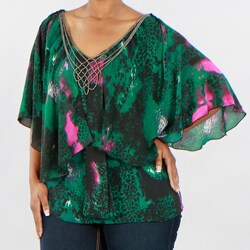 Madison Paige Women's Plus Size Emerald Necklace Tunic 