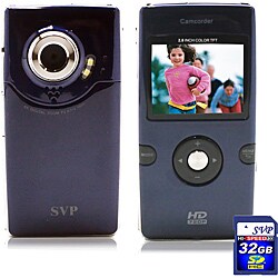 SVP HDDV1100 Navy Blue HD Digital Camcorder with 32GB SD Card