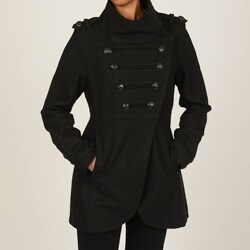 CoffeeShop Women's Black Double-breasted Military Coat