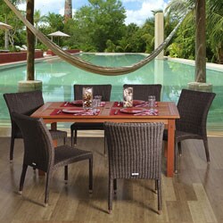 Sicily Rectangular 7-piece Eucalyptus and Wicker Dining Set