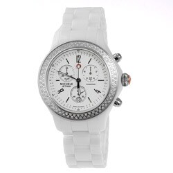 Michele Women's Tahitian White Ceramic Diamond Accent Chronograph Watch