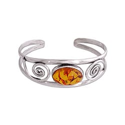 Sterling Silver 'Golden World' Amber Cuff Bracelet (India)