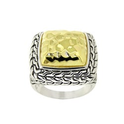 Mondevio Two-tone Sterling Silver Square Ring