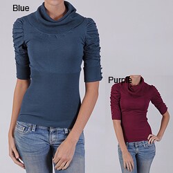 Ci Sono by Adi Junior's Ruched Cowlneck Half-sleeve Knit Sweater